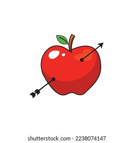 red apple with arrow or apple hunter logo illustration.