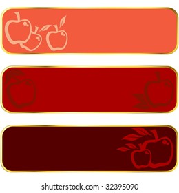 Red Apple banners with gold rim (vector); a JPG version is also available