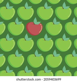 manzana roja entre las verdes