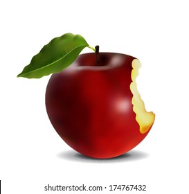 red apple with a bite