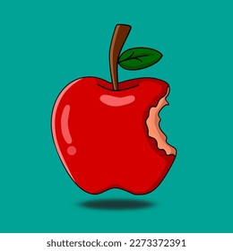 Red apple bite illustration vector animation 