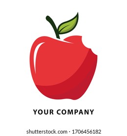 Red Apple bite logo design concept. apple logo illustration. fruit logo.