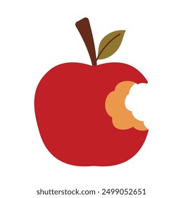 red apple with bite mark illustration