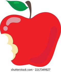 Red Apple with Bite Mark Vector Illustration on White Background