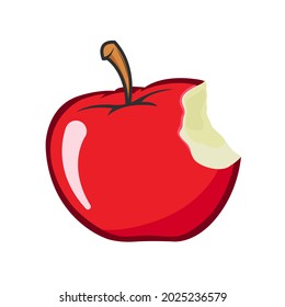 Red apple bitten cartoon vector graphics