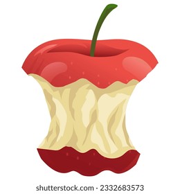 Red Apple Bitten Fresh Fruit Vector Flat Design Illustration