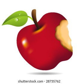 The red apple was bitten vector
