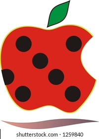 red apple with black dots