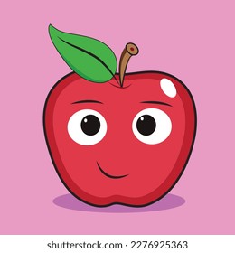 personaje de caricatura de manzana roja. manzana corta. Ilustración vectorial de estilo de dibujos animados.