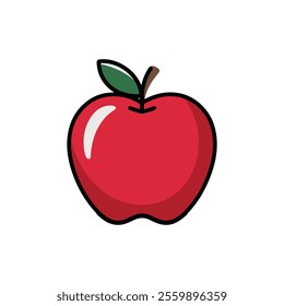 Red Apple Cartoon Icon for Healthy Eating isolated vector art on white background 