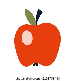 Red Apple, cartoon style. Trendy modern vector illustration isolated on white background, hand drawn, flat design.