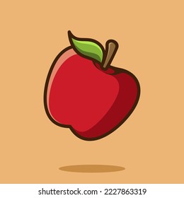 Red Apple Cartoon Vector With Cute Flat Illustration