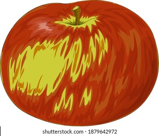 Red apple. Cartoon vector illustration.