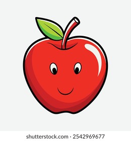 desenho animado maçã vermelha, ilustração vetor maçã vermelha, ícone maçã, ícone Apple no fundo branco