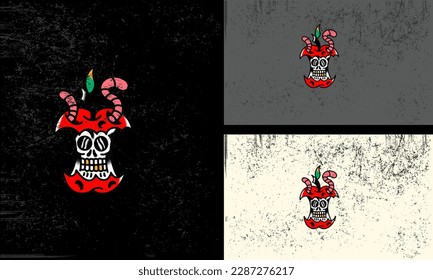 red apple and caterpillar vector mascot design