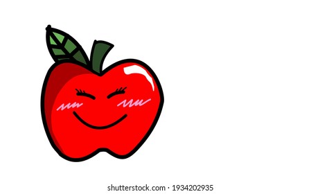 The red apple in the children art style on the white background ( vector )