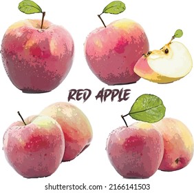 Red Apple collection with leaf