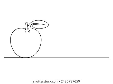 Red apple continuous one line drawing vector illustration