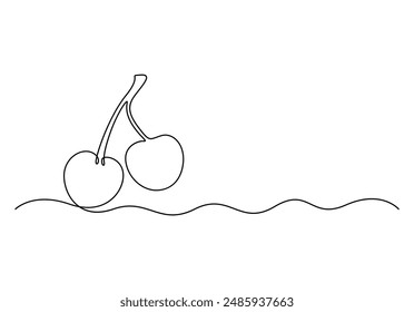 Red apple continuous one line drawing vector illustration