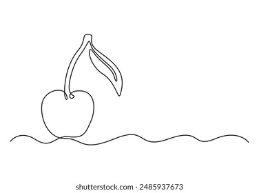 Red apple continuous one line drawing vector illustration