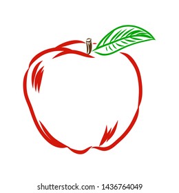 Red apple contour vector illustration 