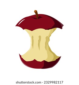 Red apple core. Vector flat illustration. Isolated on white.