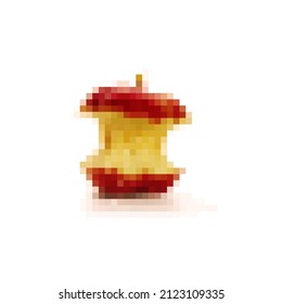 Red Apple Core Vector Pixel Art. 