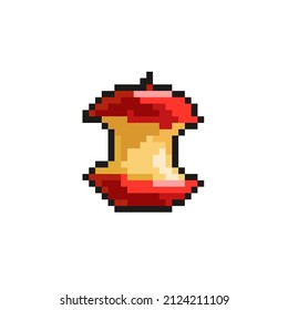 Red Apple Core Vector Pixel Art. 