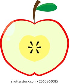 Manzana roja cortada por la mitad