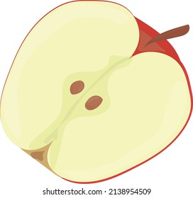 red apple in cut vector illustration isolated on white background