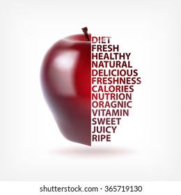 Red apple. Diet concept. Vector icon. EPS10 vector