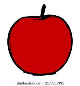 Dibujo de doodle de manzana roja en ilustración vectorial de fondo blanco