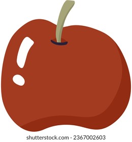 red apple, doodle flat design, autumn fruit, healthy food, vector illustration, isolate on white background