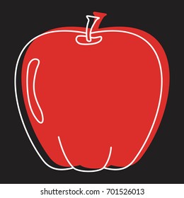 Red apple in doodle style icons vector illustration for design and web isolated on black background. Red apple vector object for labels and logo