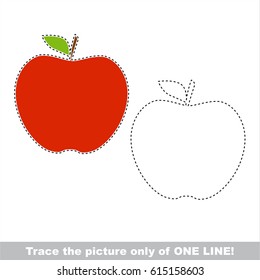 Red Apple. Dot to dot educational game for kids.