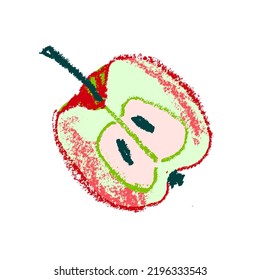 Red apple drawing isolated. Hand-drawn fruit sketch icon. Pencil illustration of apple symbol for organic cider logo, juice label design, vegetarian sign, fruity packaging. Vector fruit-sugar insignia