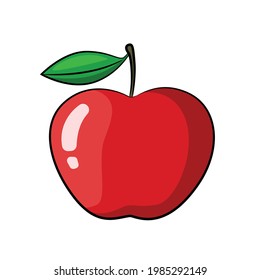 manzana roja en el estilo de dibujo vector aislado. Ilustración de objeto dibujada a mano para su presentación, materiales didácticos u otros.