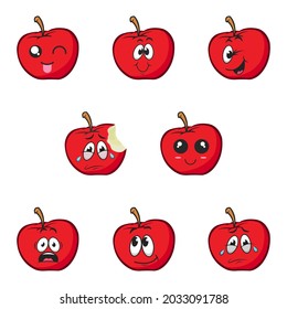 Red apple emoticon bundle vector graphics