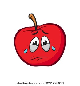 Red apple emoticon sad vector graphics