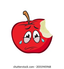 Red apple emoticon sad vector graphics