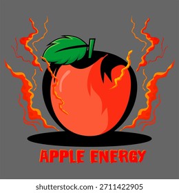 Vector de energía de la manzana roja. Vector rojo de la manzana para la tienda de fruta del logotipo. logotipo para los negocios