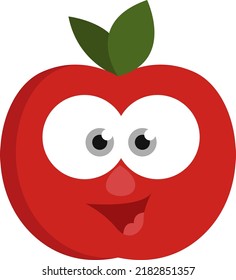Red apple with eyes, illustration, vector on a white background.