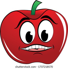 Red Apple face expression cartoon character, Vector illustration design, 