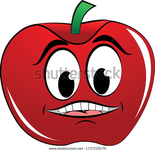 Red Apple Face Expression Cartoon Character Stock Vector (Royalty Free ...