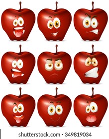 Red apple with facial expression illustration
