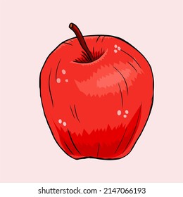 Red apple. Figure isolated on color background.