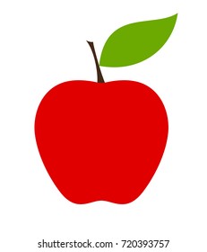 Red Apple. Flat Design Vector Illustration Of A Red Apple On White Background.