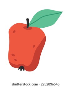 Red apple flat icon Fresh fruit packaged food