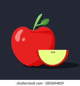 Red Apple flat illustration, fruit illustration