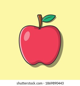 Red Apple Flat Illustration, Fruit Flat Design Vector Icon for Web, Banner, Flyer, Pamphlet, Showcase, Advertisement
